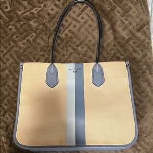 Michael Kors Tan and Gray Striped Tote